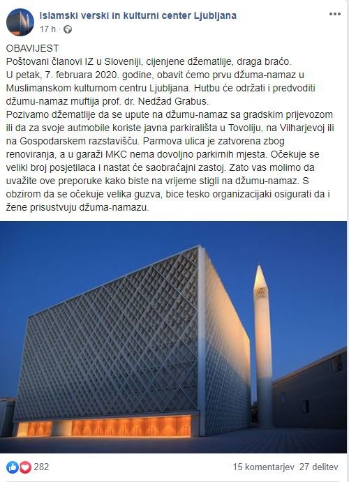 Popravljena objava: zaradi gneče in organizacije ženske niso predvidene na molitvi (popravljena objava). FOTO: zaslonska slika