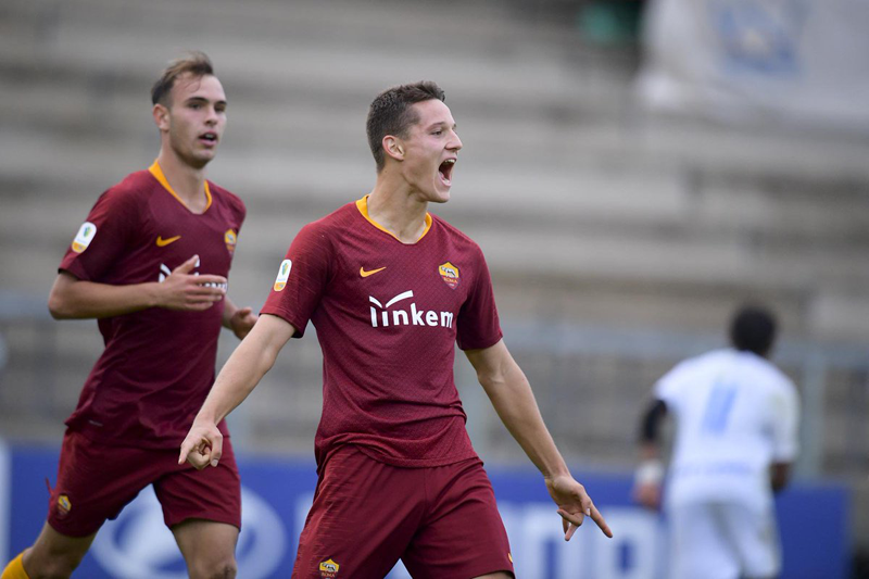 Fotografija: Žan Celar je bil najboljši strelec mladinskega moštva Rome. FOTO: AS Roma