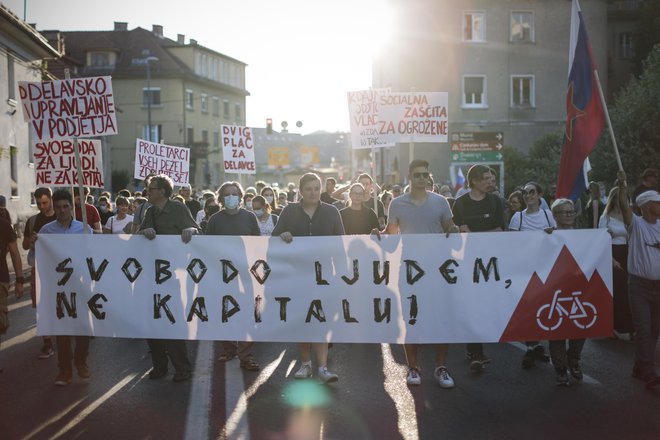 Protivladni protesti v Ljubljani, 26. junija 2020. FOTO: Uroš Hočevar