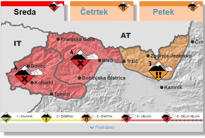 Velika nevarnost snežnih plazov v visokogorju. FOTO: Arso