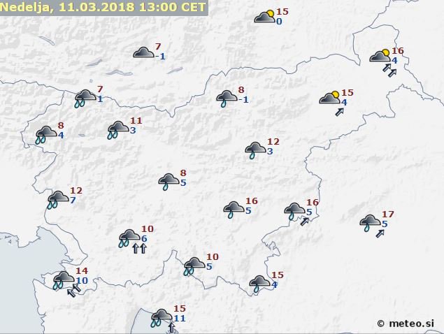 V nedeljo bi se lahko temperature dvignile do 16 stopinj. FOTO: Arso