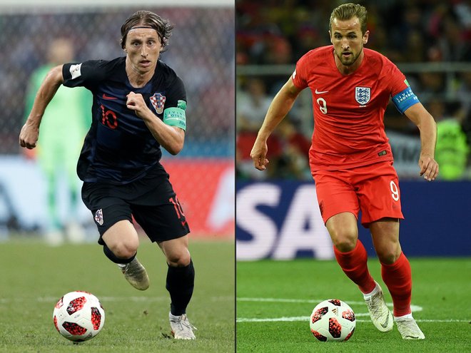 Luka Modrić in Harry Kane – kapetana in ključna moža hrvaške in angleške reprezentance. Foto: AFP