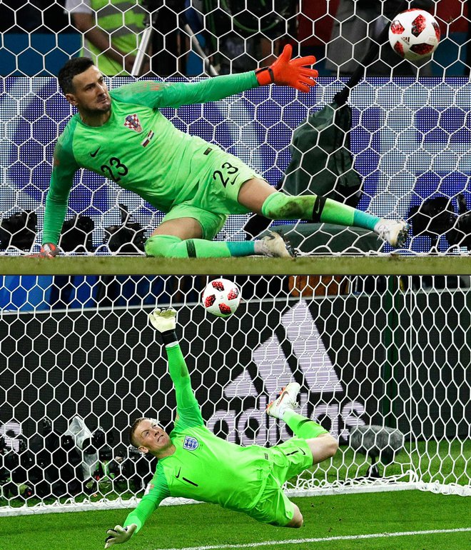 Zadnji oviri za angleški oziroma hrvaški napad – Danijel Subašić in Jordan Pickford Foto: AFP