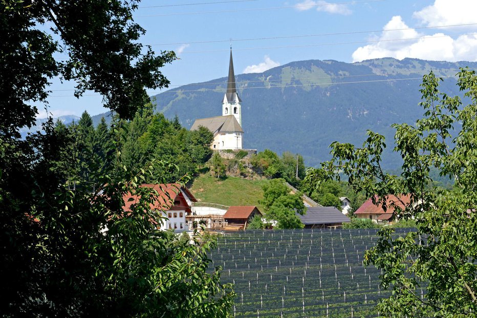 Fotografija: Pogled na podružnično cerkev s sadovnjaki