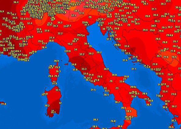 Fotografija: Prihajajoči vročinski val bo zajel tudi Slovenijo. FOTO: Severe Weather Europe