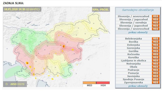Opozorila za točo. FOTO: Meteo