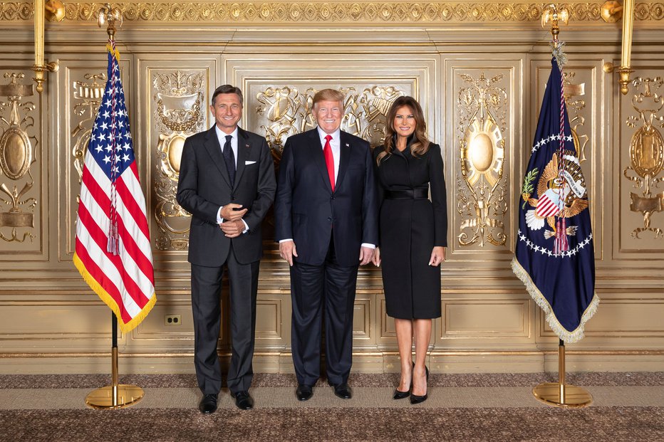 Fotografija: Borut Pahor z Donaldom in Melanio Trump. FOTO: Official White House Photo