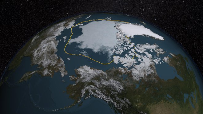 Arktični led se taja veliko hitreje, kot so predvidevali. FOTO: NASA