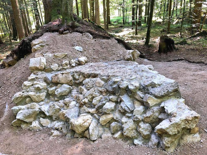 Restavrirani presek zidu na Gradišču pri Robu. Foto: ZVKDS