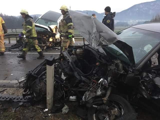 Prometna nesreča v Dobrnežu. FOTO: PGD Slovenske Konjice