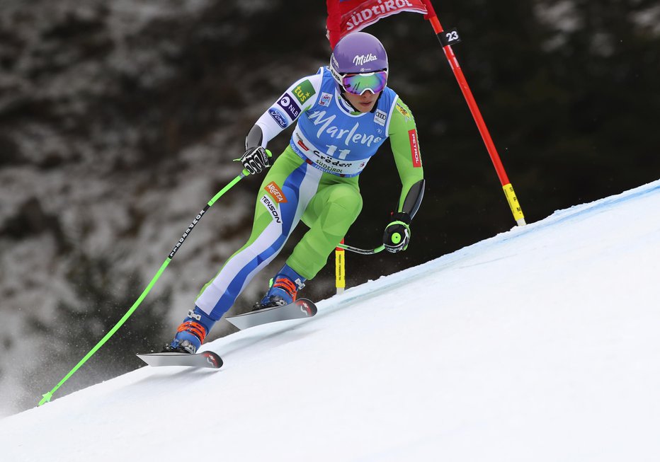 Fotografija: Ilka Štuhec na superveleslalomski tekmi v Val Gardeni. FOTO: AP