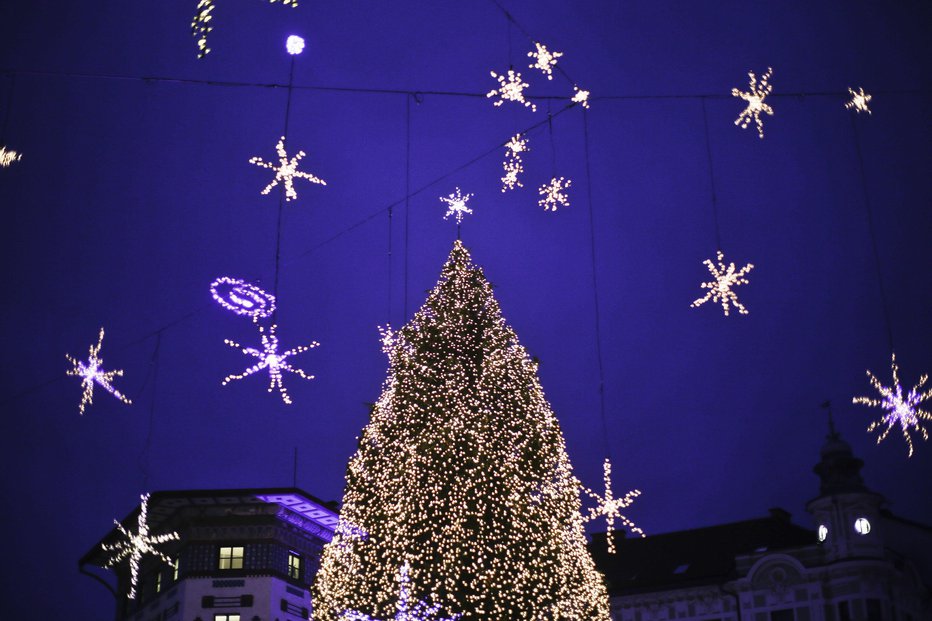 Fotografija: Predbožično okrašena Ljubljana bo ostala zelena. FOTO: Jože Suhadolnik, Delo