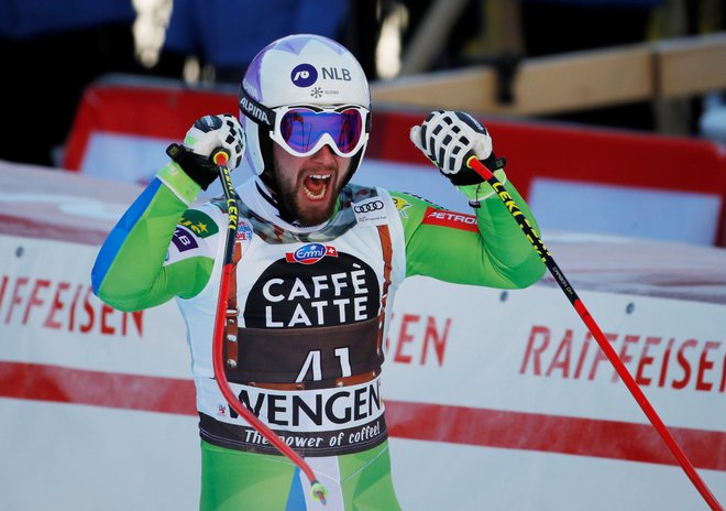 Martin Čater ni skrival navdušenja po osmem mestu v Wengnu. FOTO: Reuters