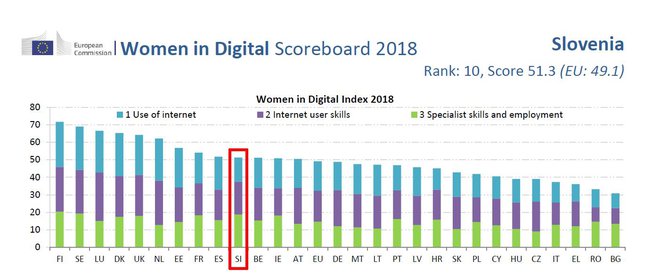Raziskava je zajela 13 kazalnikov, ki so združeni v tri področja: uporaba interneta, spretnosti internetnih uporabnikov ter področje, ki obsega posebna IKT-znanja in veščine ter zaposljivost. FOTO: Zaslonski posnetek