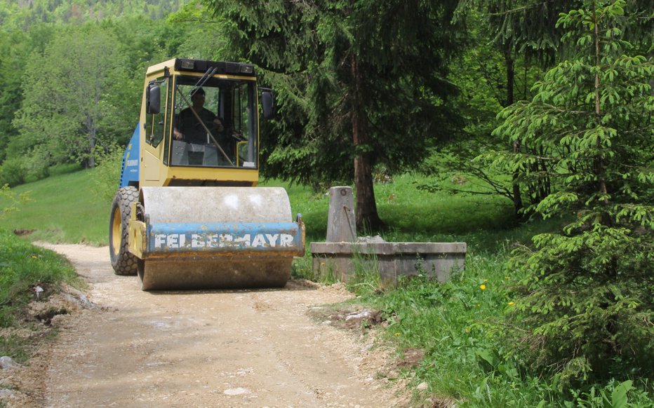 Fotografija: Gradbeni posegi še od korita naprej, kar je dlje, kot zagotavljajo v Triglavskem narodnem parku. FOTO: Boštjan Fon