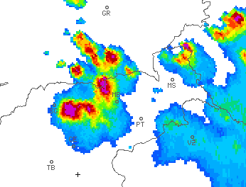 Trenutna radarska slika padavin. FOTO: Arso, posnetek zaslona