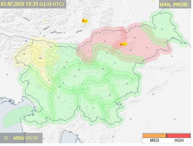 Zgodaj popoldne sta izdani opozorili za Koroško in Podravje. FOTO: Arso