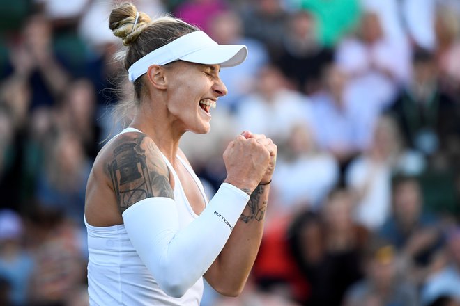 Polona Hercog ni skrivala veselja po zmagi nad Madison Keys. FOTO: Reuters