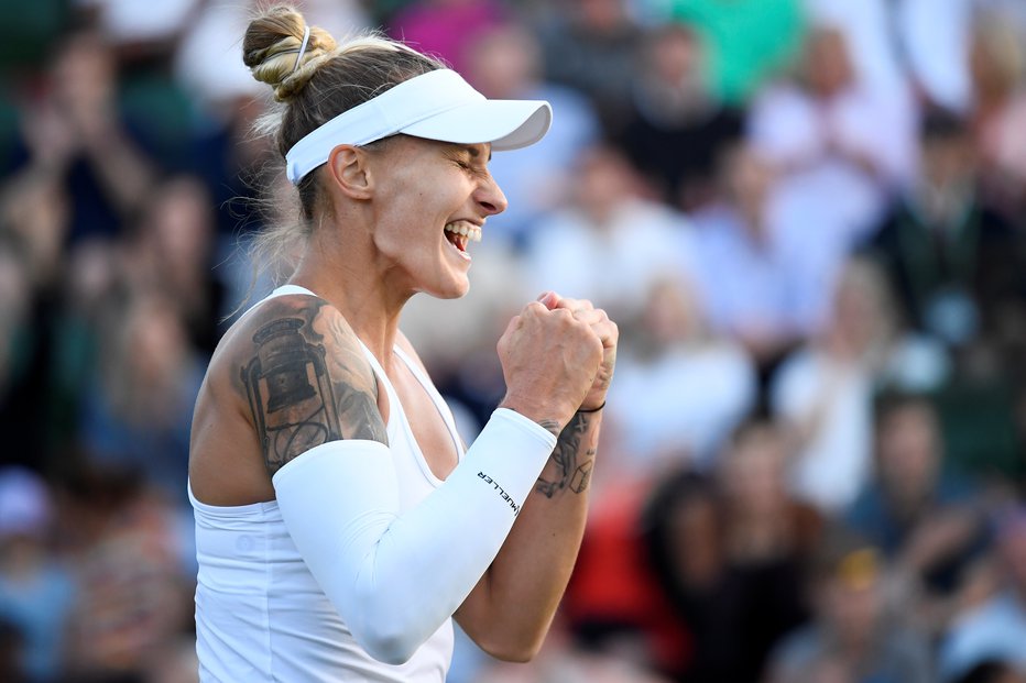 Fotografija: Polona Hercog ni skrivala veselja po zmagi nad Madison Keys. FOTO: Reuters