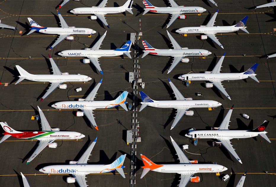 Fotografija: Takole so prizemljena letala boeing 737 max v Seattlu. FOTO: REUTERS