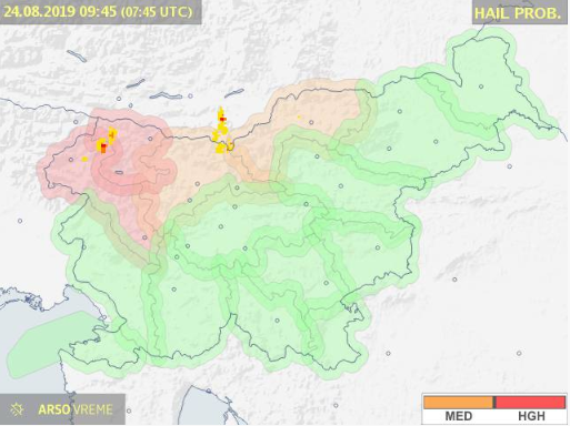 Verjetnost za točo. FOTO: Meteo.si