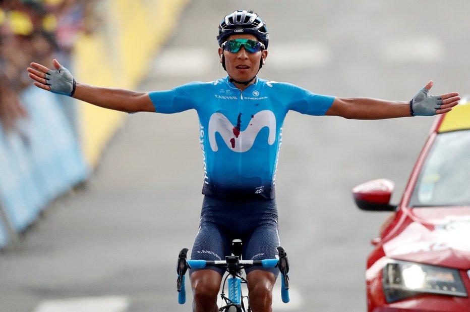 Fotografija: Nairo Quintana je kot kondor poletel v cilj. FOTO: Reuters