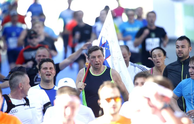 Borut Pahor na maratonu. FOTO: Roman Šipić