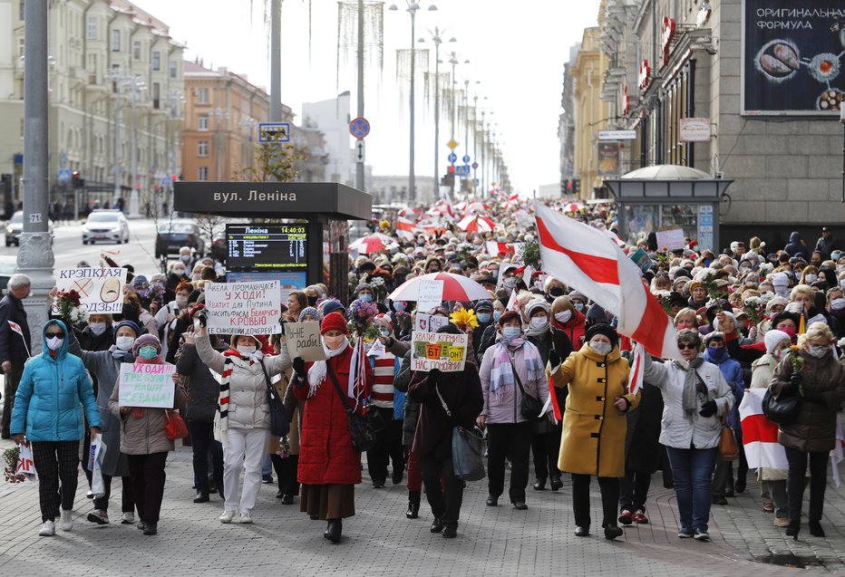 Fotografija: Nedavni protest podpornikov beloruske opozicije v Minsku. FOTO: Reuters