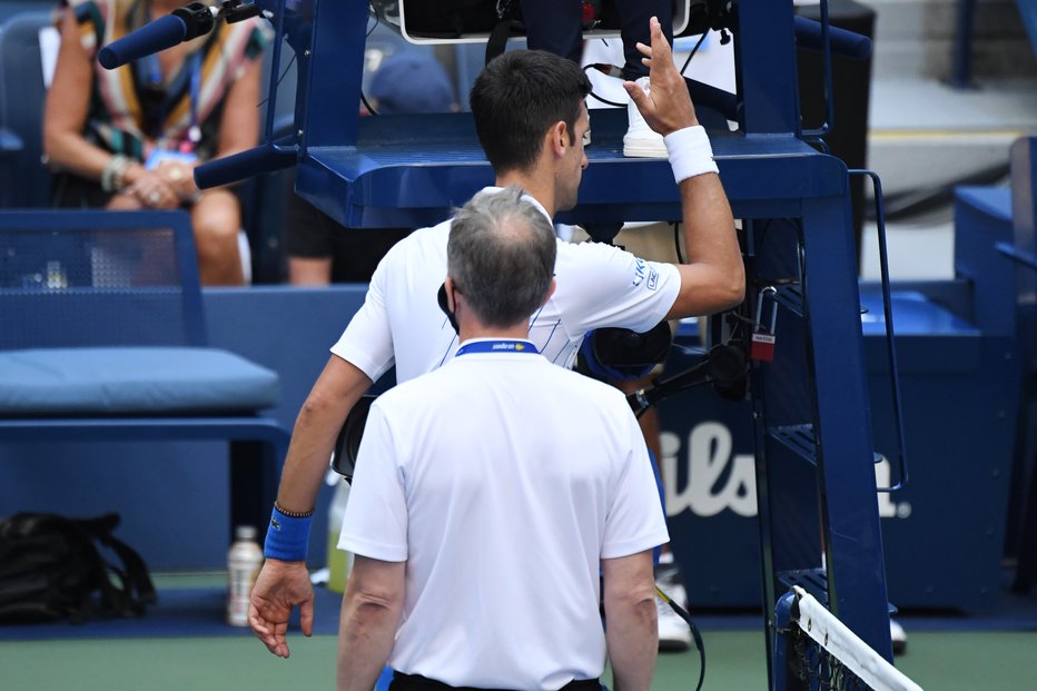 Fotografija: Novak Đoković se je tako odzval na odločitev uradne osebe turnirja v New Yorku. FOTO: Danielle Parhizkaran/USA Today Sports