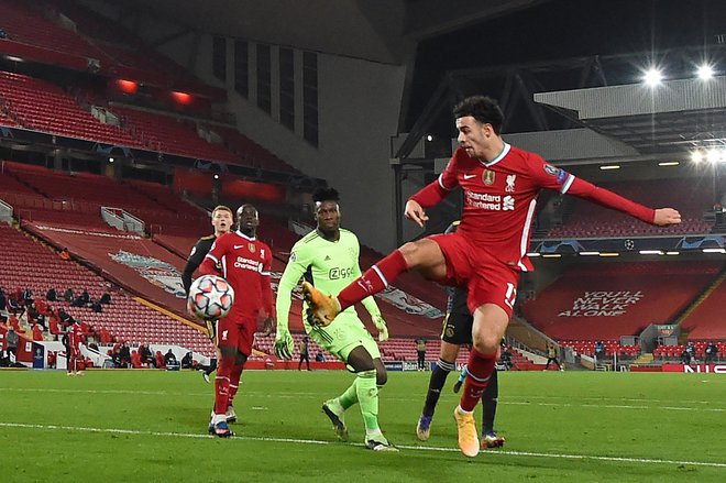 Curtis Jones je bil edini strelec v Liverpoolu. FOTO: Paul Ellis/AFP