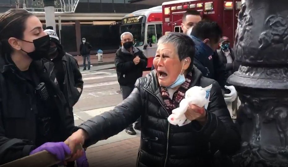 Fotografija: Gospa je pograbila palico in se pogumno postavila po robu napadalcu. FOTO: Twitter