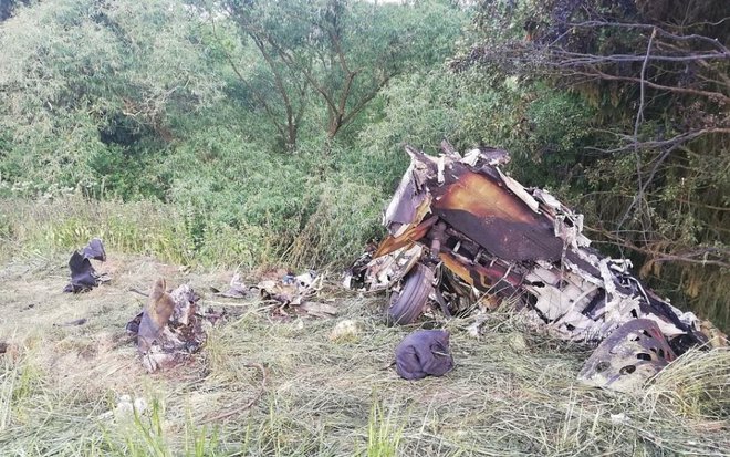 Ostanki letala, v katerem je bil Miro Majcen na Češkem. FOTO: Češka policija