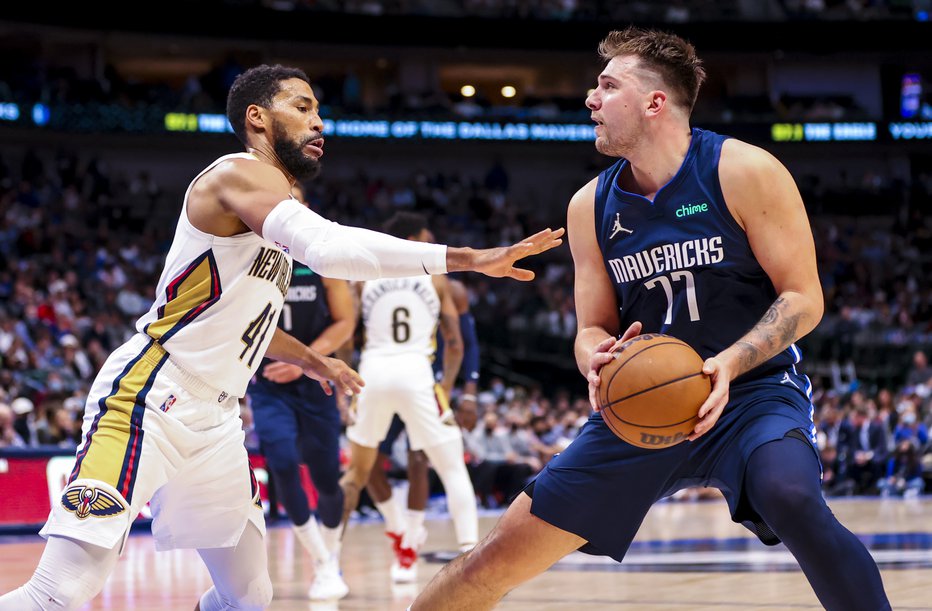 Fotografija: Luka Dončić je na tekmi z New Orleansom proslavil sedmo zmago sezone in tretjo zaporedno. FOTO: Kevin Jairaj/USA Today Sports
