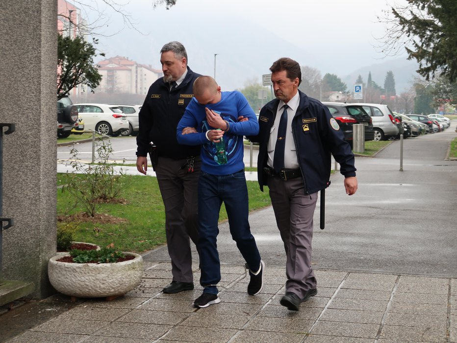 Fotografija: Alexander Brecelj je na sodišče prišel v spremstvu pravosodnih policistov.
