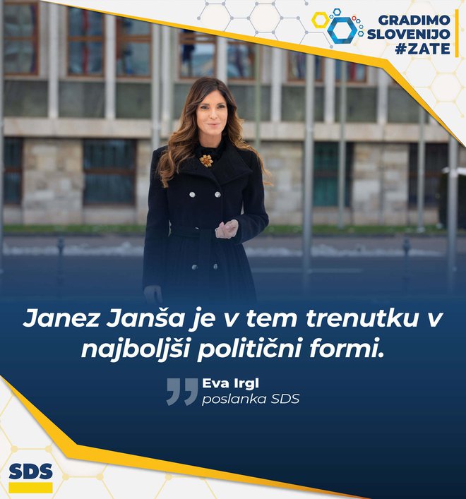 Eva Irgl o Janezu Janši. FOTO: Facebook, SDS
