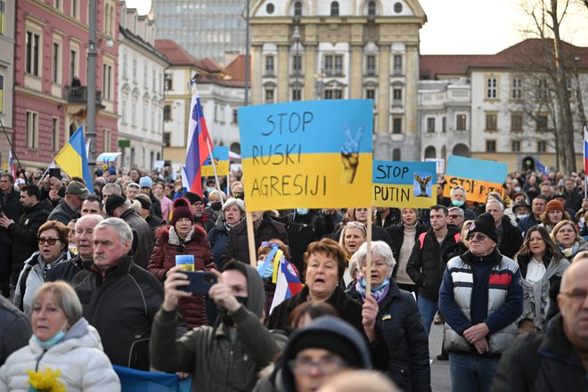 Slovenija izraža solidarnost z ukrajinskim ljudstvom. FOTO: Marko Pigac
