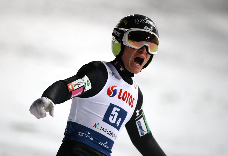 Fotografija: Anže Lanišek je po nekaj slabših nastopih na OI v Pekingu spet dokazal, da ostaja vodilni slovenski skakalec te zime. FOTO: Kacper Pempel/Reuters
