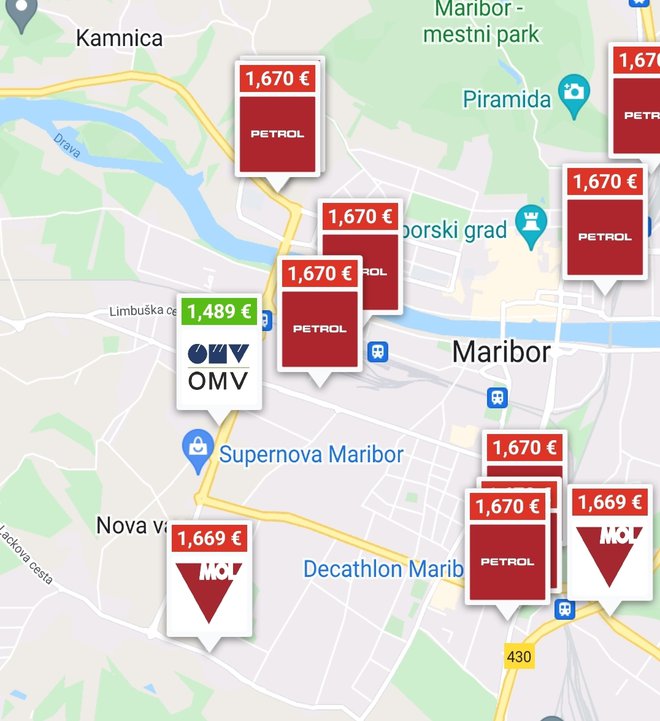 Cene dizelskega goriva v Mariboru. FOTO: S. N.
