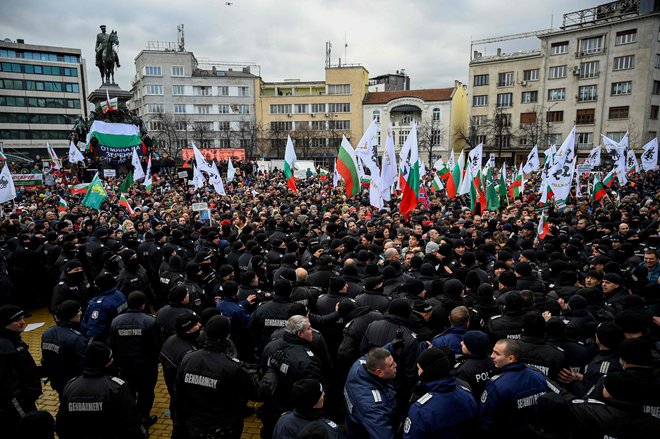 Protesti v Bolgariji. FOTO: Nikolay Doychinov/AFP
