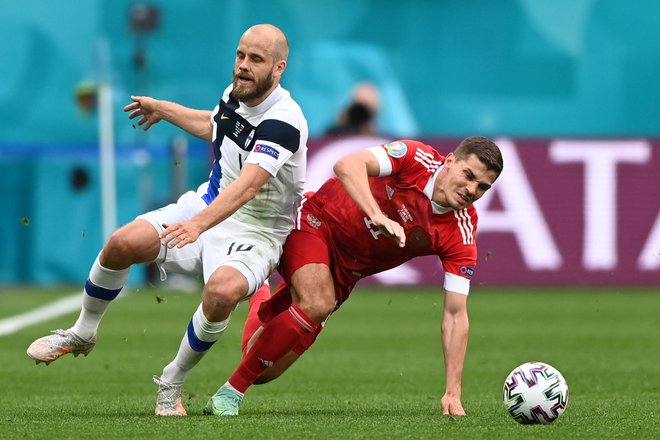 Teemu Pukki ni bil nevaren za ruska vrata. FOTO: Kirill Kudryavtsev/AFP