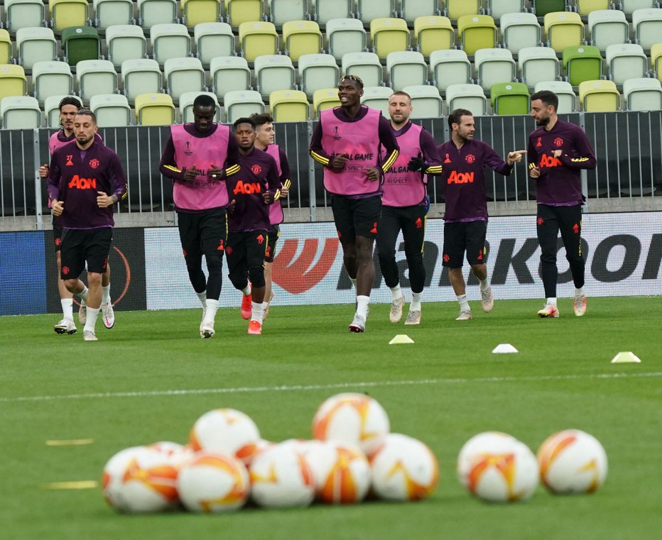 Fotografija: Manchester United je v Gdansk prišel samozavesten. FOTO: Janek Skarzynski/AFP