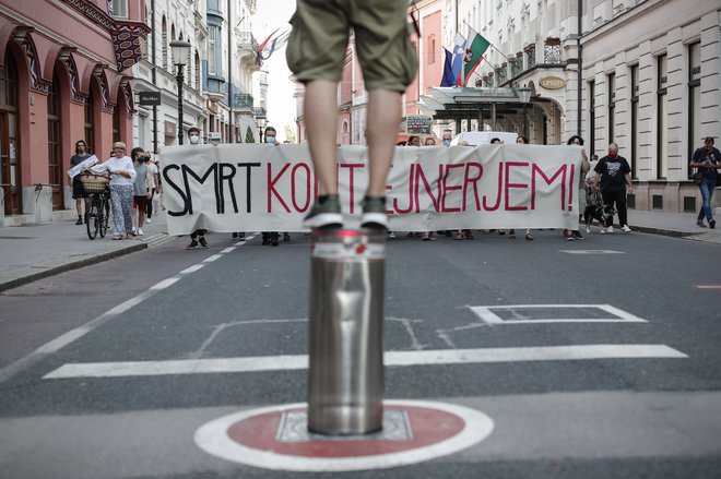 Protest je bil dobro obiskan. FOTO: Uroš Hočevar/Delo