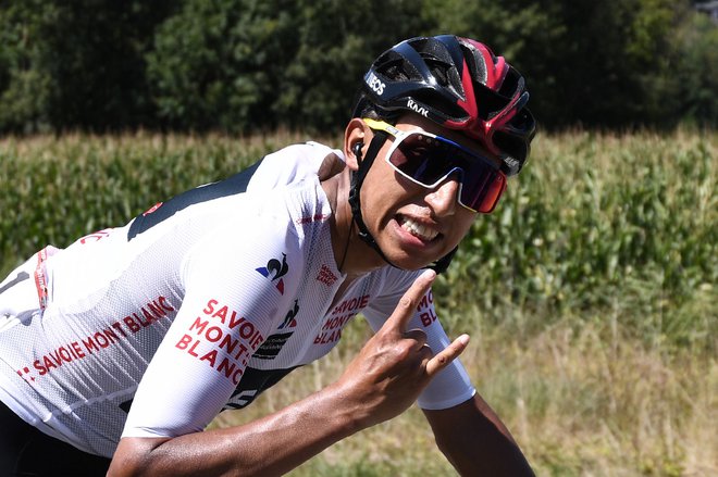 Egan Bernal danes ni štartal zaradi težav s hrbtom. FOTO: Anne-Christine Poujoulat/AFP