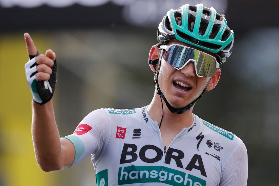 Fotografija: Zmagovalec 16. etape je Lennard Kämna (Bora Hansgrohe). FOTO: Christophe Ena/AFP