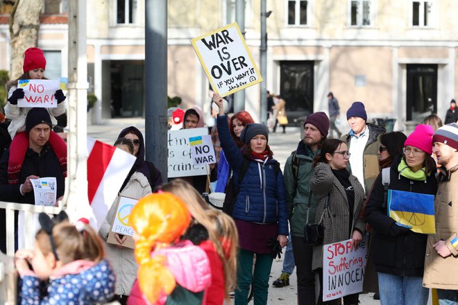 Protest v podporo Ukrajini. FOTO: Črt Piksi/Delo
