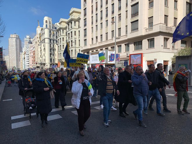 Protest v Madridu. FOTO: Gašper Završnik/Delo
