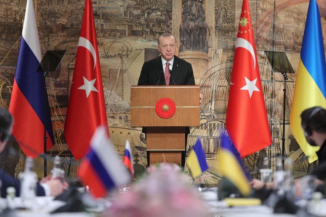 Erdoğan, ki gosti srečanje, je ob začetku pogajanj dejal, da imata obe strani legitimne pomisleke. FOTO: AFP
