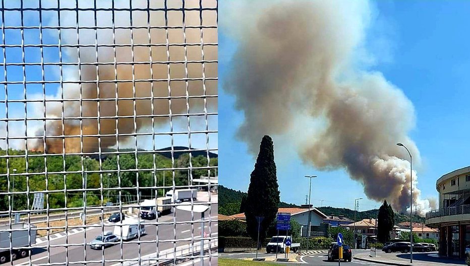 Fotografija: Zagorelo je tudi blizu italijanskega mesta Molfalcone. FOTO: Civilna Zaščita FJK
