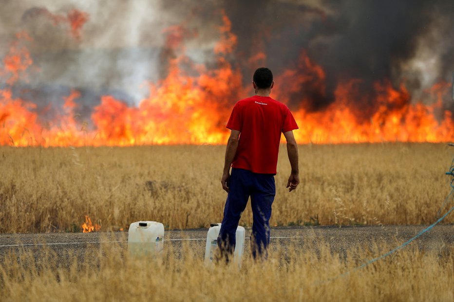 Fotografija: Gozdni požari so v Španiji v samo prvih šestih mesecih zajeli skoraj 183.000 hektarjev površin. FOTO: Isabel Infantes/Reuters
