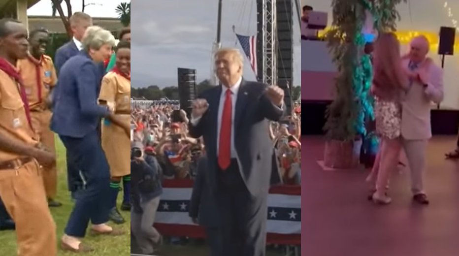 Fotografija: Theresa May, Donald Trump in Boris Johnson. FOTO: Youtube; montaža S. N.
